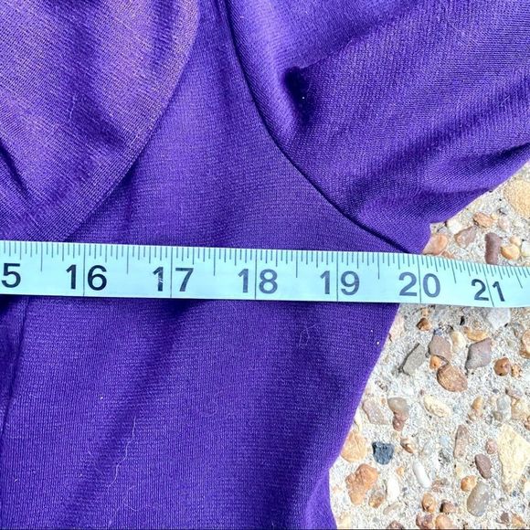 Fever Purple Knit Ruffle Neck Trench Coat Petite Size L - Picture 7 of 11